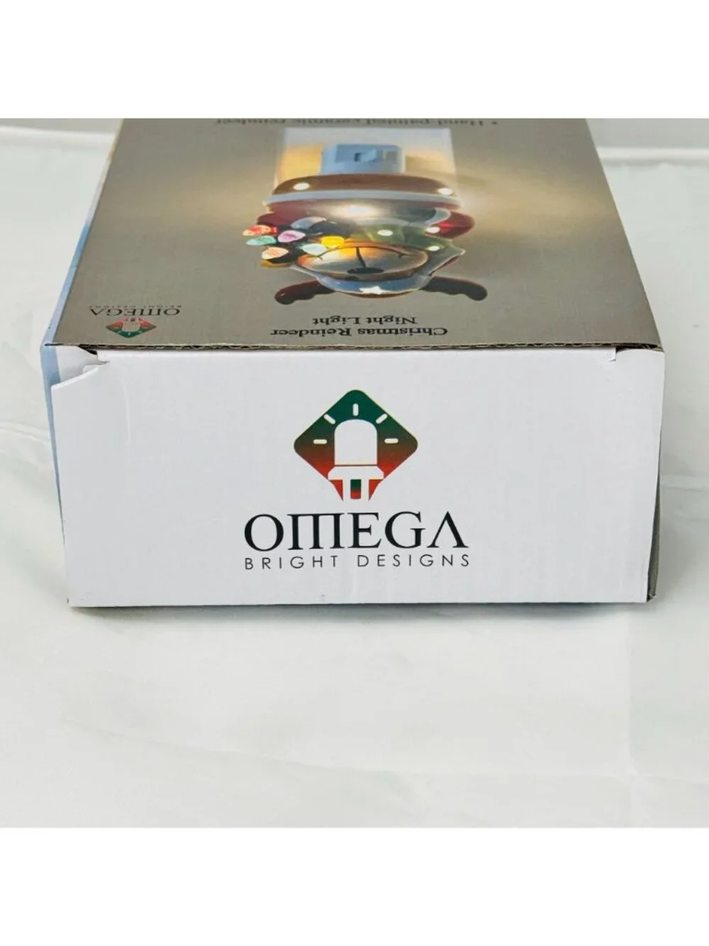 Omega Christmas Reindeer Night Light Ceramic Red Multicolor Bulb On/Off Switch